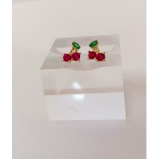 Παιδικά Σκουλαρίκια Χρυσά με Σμάλτο - Κεράσια (KID163)